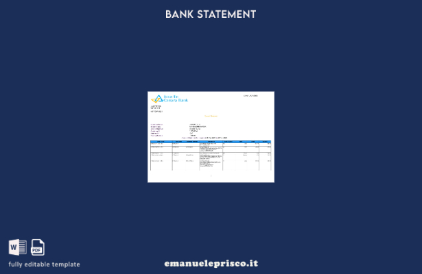 modello di versione word dell'estratto conto bancario INDIA CANARA in stile ve 1